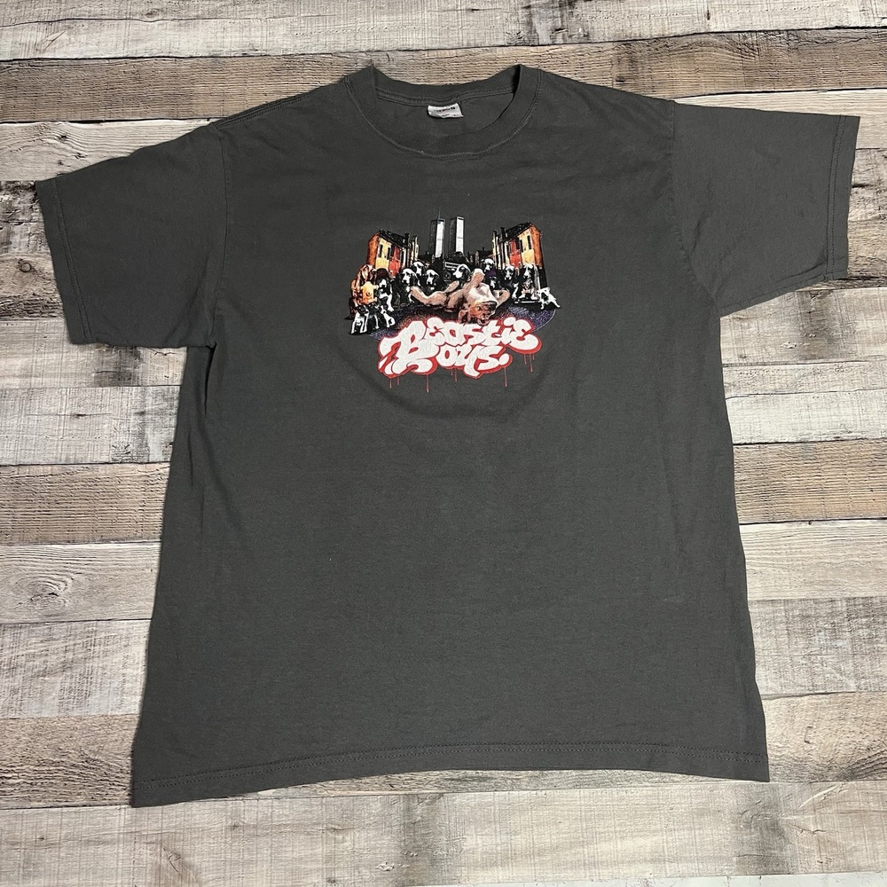 Beastie Boys Shirt Size Large Gray Vintage Rap Tee Dogs Twin Towers Body Movin'